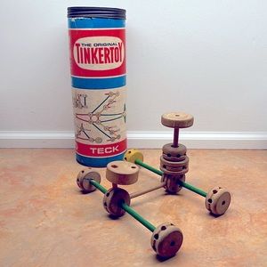The Original TINKERTOY Wood Construction Set No. 126 VINTAGE 85/98 Color Parts